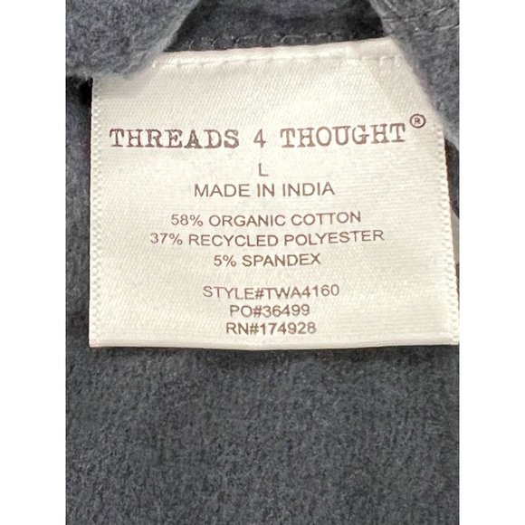 Threads 4 Thought Lira Hoodie Pullover Organic Cotton Blend Carbon Blue - Picture 9 of 10